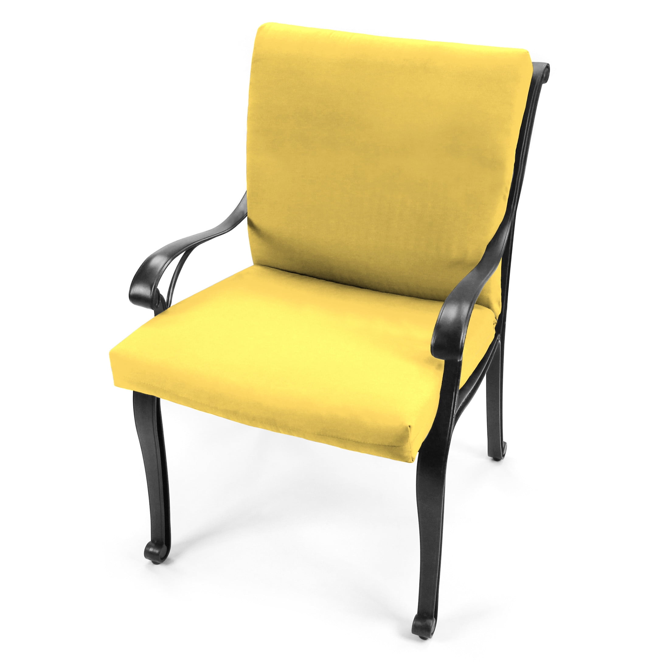 Jordan Manufacturing 44" x 21" Sunray Yellow Solid Rectangular Outdoor Chair Cushion with Ties and Hanger Loop