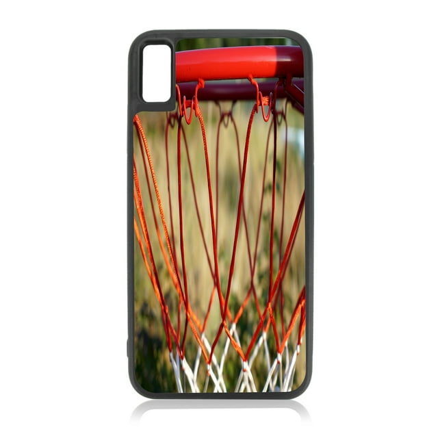 Basketball Hoop Net Design iPhone 10 XR Basketball Case Black Rubber