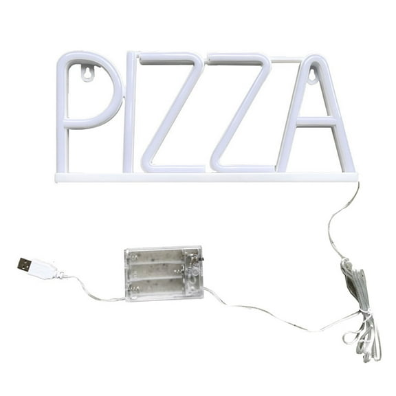 Opvise Pizza Letter Neon Sign LED Light Creative Shape Energy-saving Flicker Free Wall Art Background Neon Lamp Decor for Christmas Warm White