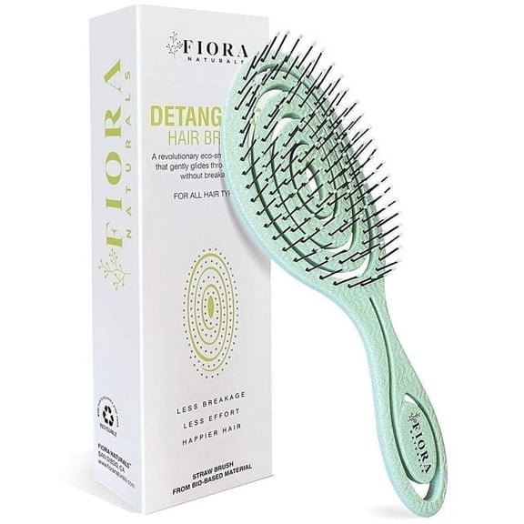 Hair Detangling Brush by Fiora Naturals - 100% Bio-Friendly Detangler Brush w/ Ultra-Soft Bristles