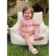 thumbnail image 4 of Loicainy Baby Toddler Girl 4th of July Clothes 6 12 18 24 Months 2T 3T 4T Flag Embroidery Plaid Frills Sleeveless Tank Tops Elastic Waist Shorts 2Pcs Summer Outfits Set, 4 of 9