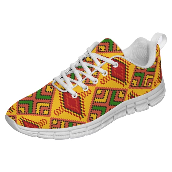 Kente Shoes for Men Women Running Shoes Lightweight Walking Sneakers Mesh Athletic Sport Shoes White Size 3.5
