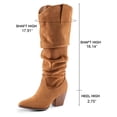thumbnail image 4 of PENNYSUE Women's Knee-High Pointed Toe Camel Boots Wide Calf Mid Chunky Heel Slouchy Boots With Side Zippers Boots 8.5M, 4 of 8