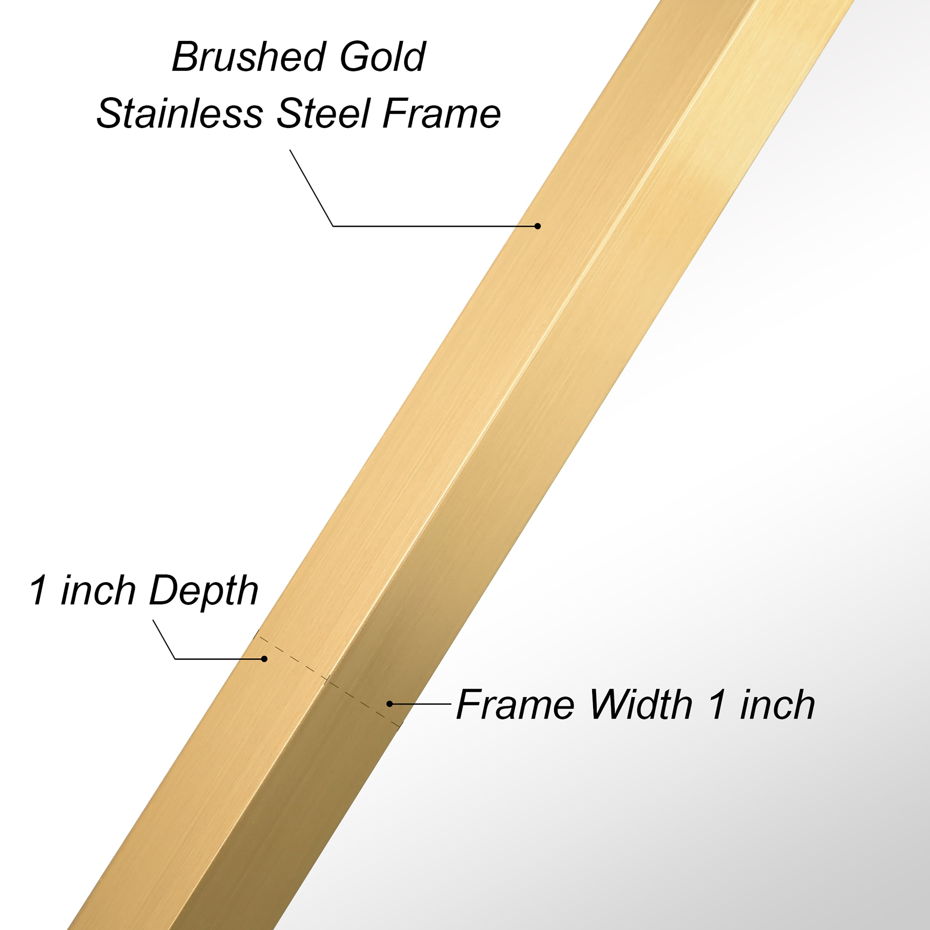 Empire Art Direct PSM-70107-2436 Contempo Brushed Gold Stainless Steel rectangular Wall Mirror