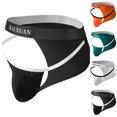 thumbnail image 3 of HKEJIAOI Mens Underwear Low Rise Elastic Waist Front Hollow Out Underpants for Man Comfy Briefs, Black M, 3 of 3