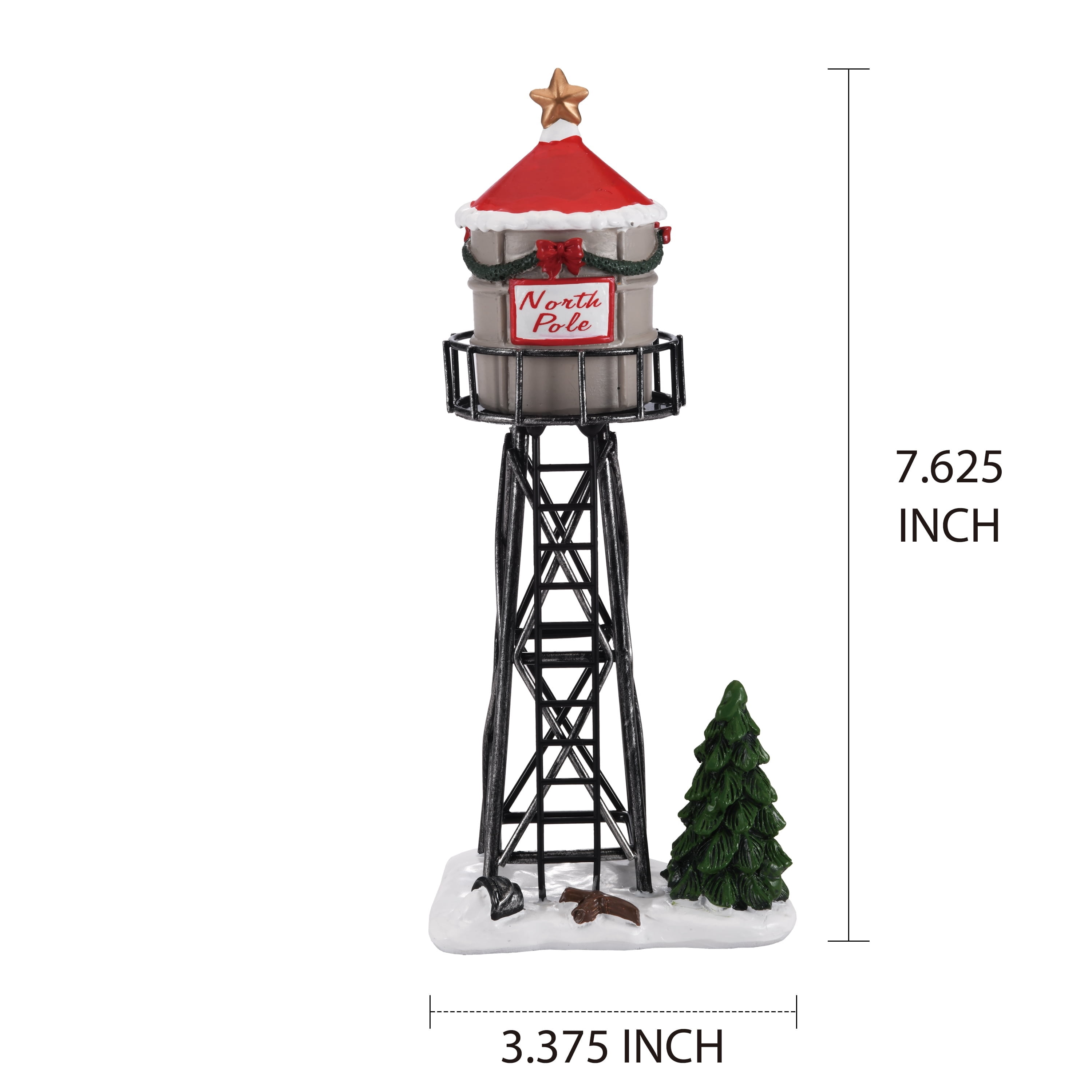 Holiday Water Tower Christmas Village Accessory, Multicolor, 7.62", by Holiday Time