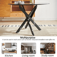 thumbnail image 5 of KATBOC 47.2in Round Dining Table, Modern MDF Top with Industrial Cross Base, Space-Saving Design for Kitchens & Small Spaces, Black, 5 of 5