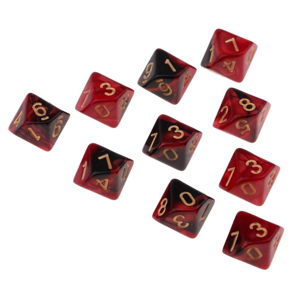 Lot De 14 Dés Polyédriques Double Couleur – Bleu Et Rouge – Acrylique – Pour Jeux De Rôle Et Plateau