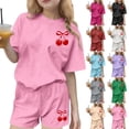 thumbnail image 7 of Diufon Cute Outfits for Girls Bow Printed Short Sleeve Tops and Shorts Spring Summer Fashion 2 Piece Clothes, 7 of 7