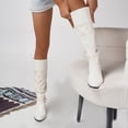 thumbnail image 5 of Knee High Boots for Women Pointed Toe Block Heel Pull On Shoes Fall Slouch Ruched Casual Walking Fashion Comfortable Booties White 6, 5 of 8