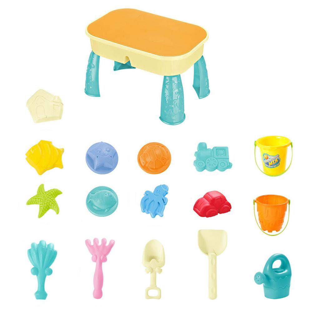 Details about   2in1 Beach Sand Toys Set with Activity Sand Water Table Storage Sandbox Desk US 