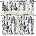 thumbnail image 1 of Ink Black Spot Kitchen Curtains Sets with Valance and Tier Sets Valance and Tiers Kitchen Window Decor Light Filtering Energy Efficient Curtain Set for Small Window, 1 of 5
