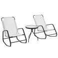 thumbnail image 1 of Outsunny 3 Pieces Patio Bistro Set, Patio Rocking Chairs Set of 2, White, 1 of 10