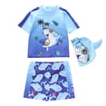 thumbnail image 1 of Akiihool Bathing Suit Boys Boys Rash Guard Swimsuits 2 Piece Swim Set Zipper Long Sleeve Bathing Suit with Swim Trunks (Blue,18-24 Months), 1 of 4