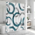thumbnail image 5 of Polyester Fabric Turquoise Grey Shower Curtain, Geometric Circle Modern Abstract Simple Art Waterproof Bathtub Curtain Bathroom Decor Set with Hooks 60 x 72 Inches, 5 of 6