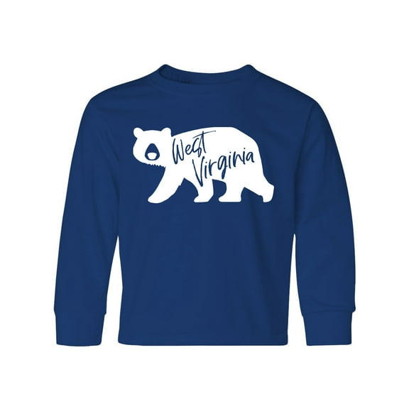 Inktastic West Virginia White Bear Silhouette Long Sleeve Youth T-Shirt