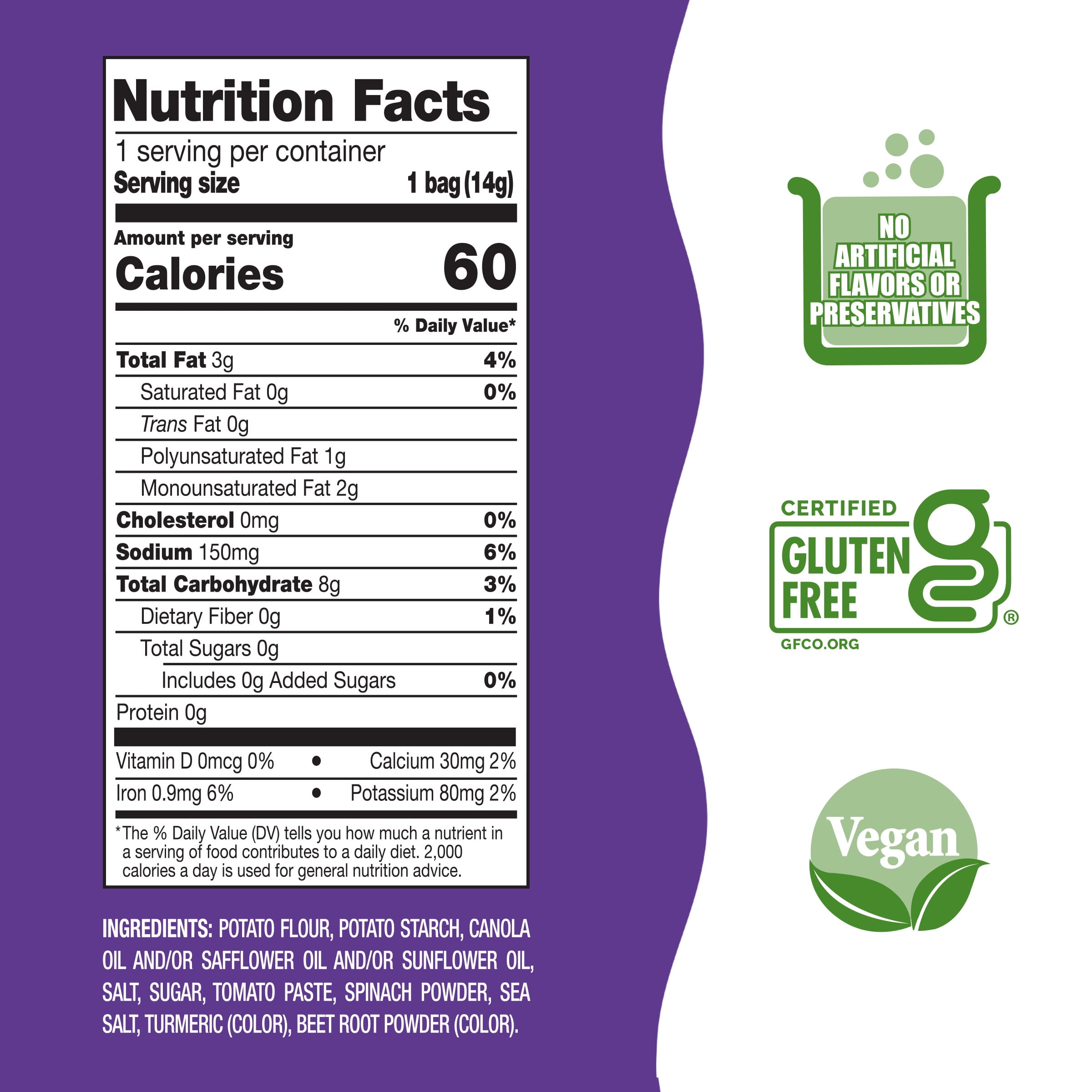 Sensible Portions Garden Veggie Ghosts & Bats Sea Salt Snack Chips Multipack, 0.5 oz (12 Count)