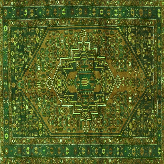 Ahgly Company Indoor Square Persian Green Traditional Area Rugs, 4' Square