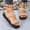 Khaki, variant on Women's Elastic Strap Platform Sandals, Knit Fabric Double Band Slides, Non-Slip Flatform Sandals for Casual Wear, Travel & Summer Outfits Khaki 7(39)