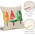 thumbnail image 3 of Summer Ice Cream Popsicle Pillow Covers 18X18 Inch Watercolor Orange Watermelon Kiwi Fruits Decorative Pillow Cases Set of 2 Seasonal Throw Pillows Farmhouse Home Decor for Couch Cushion Outdoor, 3 of 6