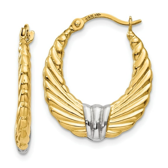 Primal Gold 14 Karat Yellow Gold and Rhodium-plated and Textured Hoop Earrings