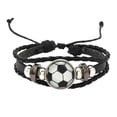 thumbnail image 1 of Pulsera de fútbol Pulsera trenzada de cuero Pulsera de moda con cuentas de fútbol brillante para fanáticos del equipo, 1 of 9