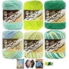 Variety Assortment Lily Sugar'n Cream Yarn 100 Percent Cotton Solids and Ombres (6-Pack) Medium Number 4 Worsted Bundle with 4 Patterns (Asst 40)