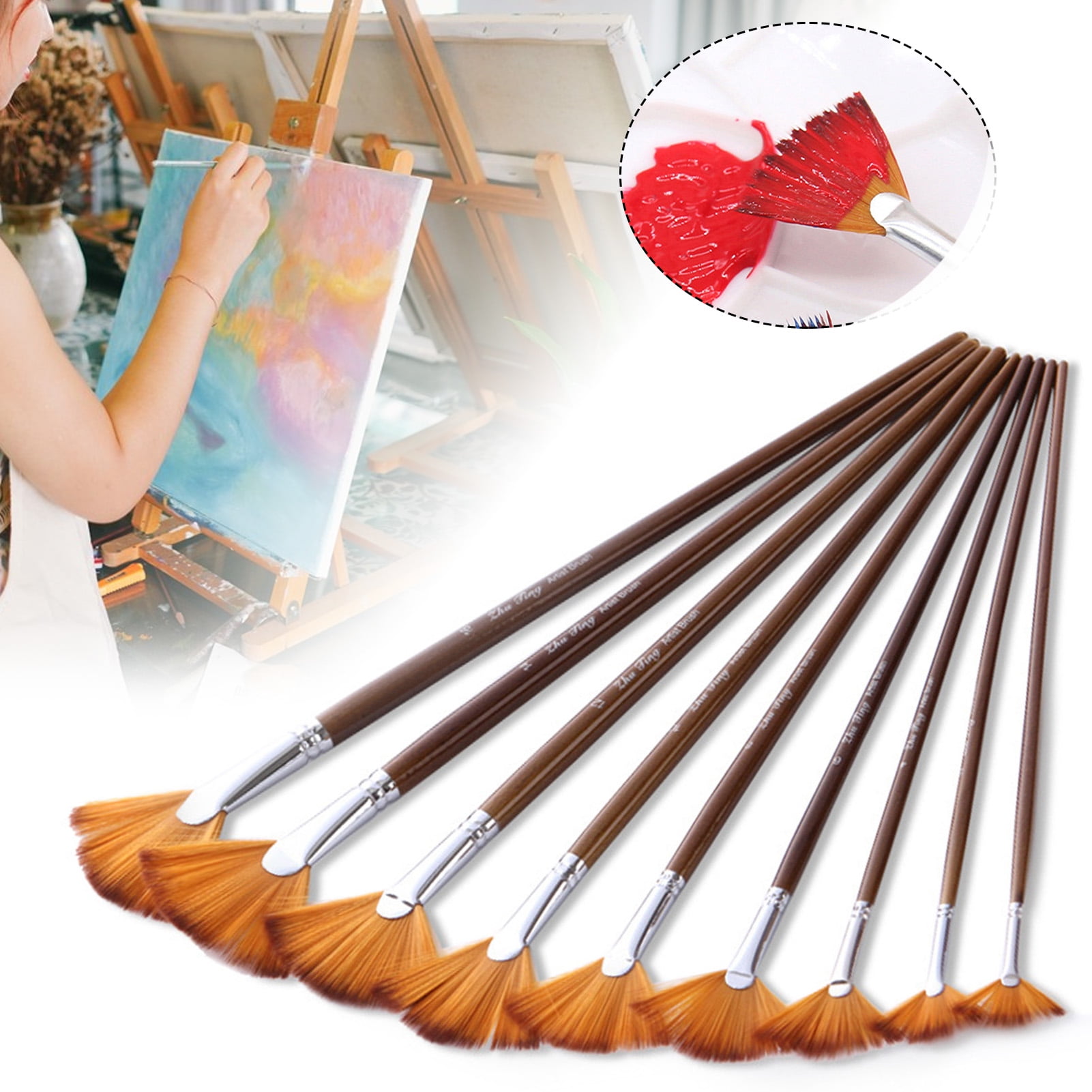 Hesroicy 1 Set Paint Brush Soft Bristles, Wood Handle, Comfortable