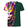thumbnail image 4 of Jinhomg Mens Holiday Party T-Shirt Novelty Funny Mardi Gras Masks Graphic Tees Big and Tall Comfy 3/4 Sleeve Carnival Themed Tops 2025 Gifts Winter Saving Army Green M, 4 of 5