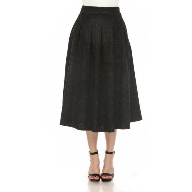 White Mark Women's Flared Tweed Skirt