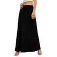 thumbnail image 2 of Women'S Casual Mid Long Skirts Stretchy Ultra-Soft Flowy Maxi Formal Skirts High Waist Lounge Skirts for Women Black L, 2 of 7