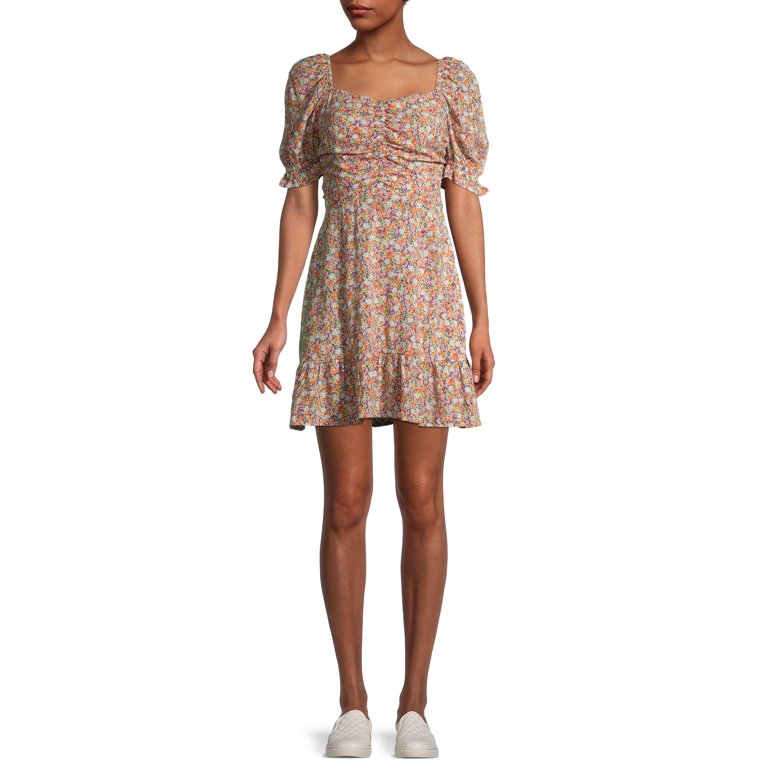 No Boundaries Juniors' Ruched Woven Dress - Walmart.com