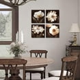 thumbnail image 5 of Brown Wall Art Flowers Canvas Wall Decor for Living Room Bedroom Floral Abstract Painting Pictures Artwork Framed Wall Art Giclee Prints (12x12inchx4), 5 of 6