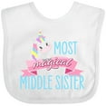 thumbnail image 3 of Inktastic Most Magical Middle Sister- Cute Unicorn Girls Baby Bib, 3 of 4