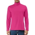 thumbnail image 1 of SUÉTER CHIC para hombres, suéter de cuello de tortuga, de manga larga, ajustado y elástico, color rosa profundo 42, 1 of 7