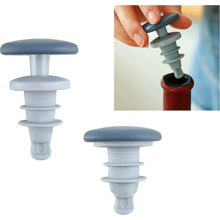 

Wine Stoppers 2pcs Reusable Silicone Adjustable (blue)