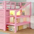 thumbnail image 6 of Bellemave Low Loft Bed with Stairs & LED Lights, Twin Size Loft Beds with 9 Drawers and Bookcase, Metal Multi-Storage Loft Frame with Under-Bed Spaces,Pink, 6 of 9