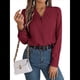 thumbnail image 1 of Blusa Plisada de Larga con Cuello en V para Mujer, Ideal para Oficina Rojo S, 1 of 8