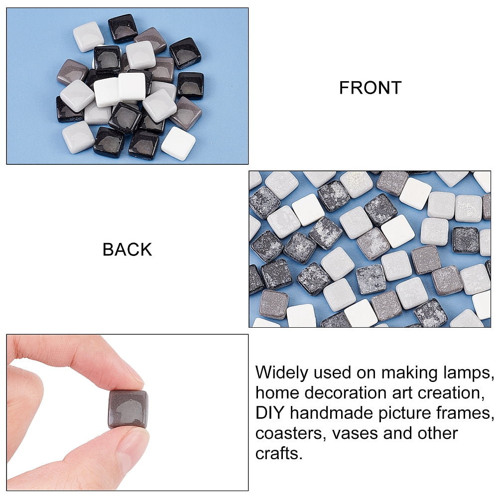 Glass Cabochons Mosaic Tiles for Home Decoration or DIY Crafts Square Mixed Color 12x12x6mm 190~224pcs/box for DIY