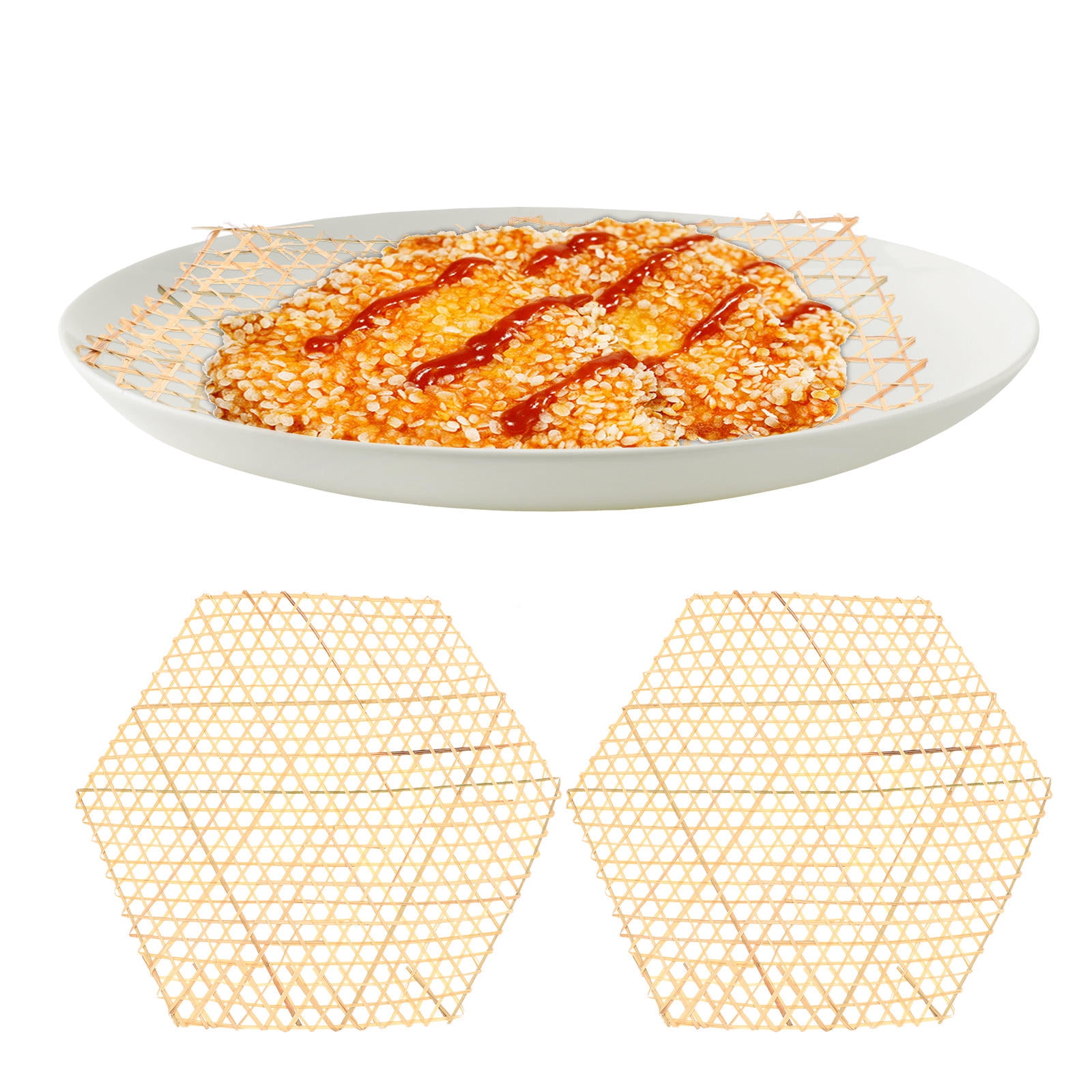 OUNONA 18 pcs  Cooking Bamboo Mats Liners Mesh Mats Bamboo Fried Dish Mat for Kitchen