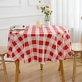 thumbnail image 3 of Round Red and White Checkered Tablecloth 70 Inch Spring Gingham Table Cloth- Buffalo Plaid Polyester Table Cover for Summer Holiday Decorations Reusable Water Resistant, 3 of 8