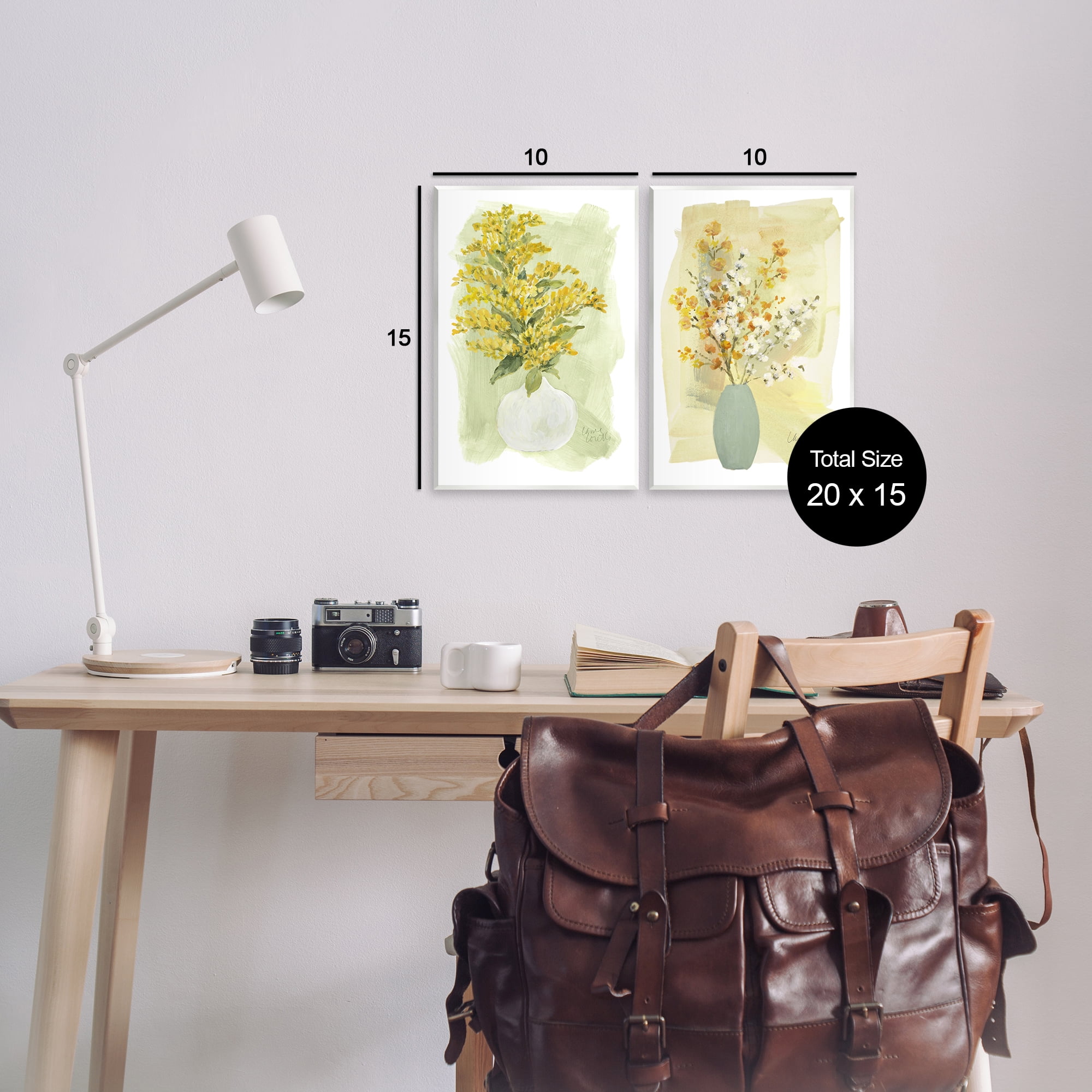 Stupell Industries Yellow Wildflowers in Bloom Floral & Botanical Painting Unframed Art Print Wall Art, 10 x 15, Set of 2