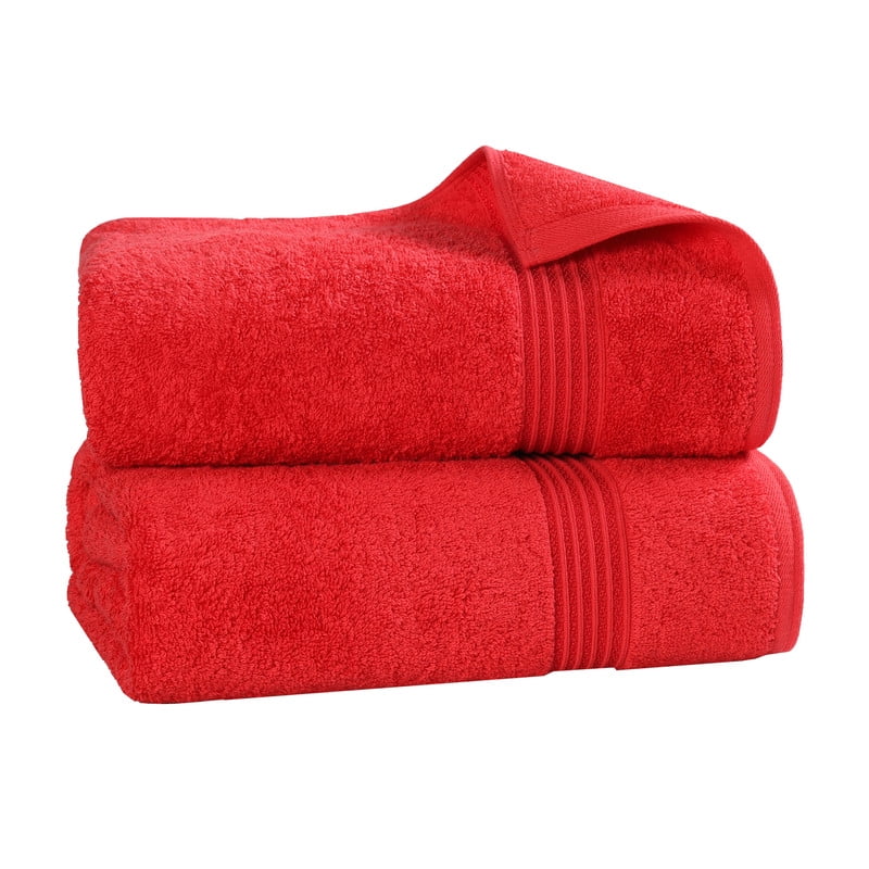Superior Egyptian Cotton Absorbent Red Bath Towel Set of 2