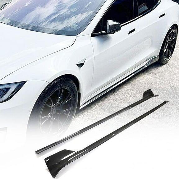 Real Carbon Fiber Side Skirts for Tesla Model S 2021-2023 Under Door Rocker Panels Valance Extension Lip