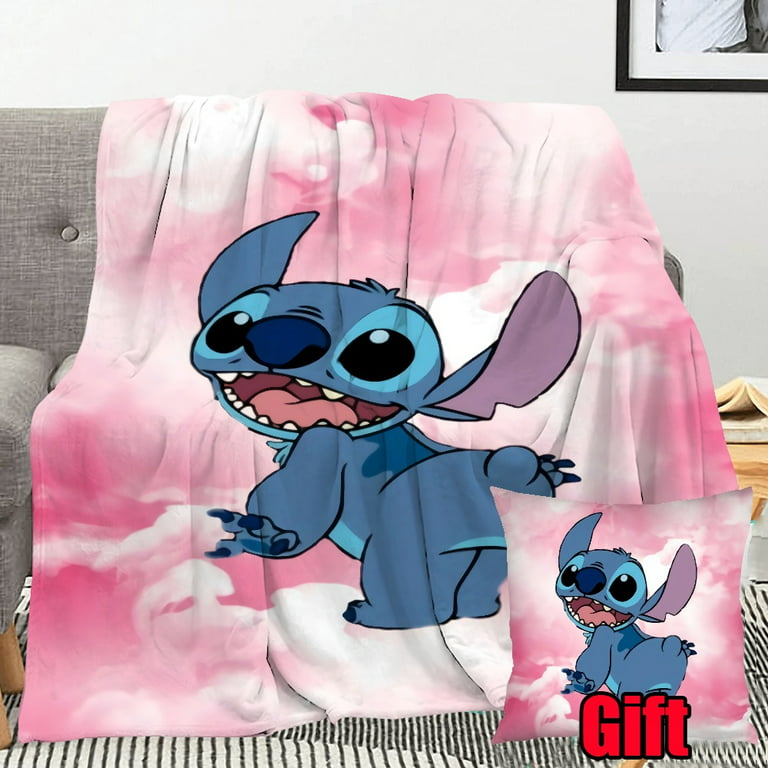Personalized Lilo & Stitch Blanket With Pillow Cover For Bed Couch Living  Room Sofa Chair Fuzzy Cozy Microfiber Throw Travel Blanket Gifts for Women