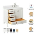 thumbnail image 3 of ARIEL Cambridge 36 Inch White Bathroom Vanity with Sink, Solid Wood, Carrara White Quartz Countertop, 1.5-Inch Edge, Right Rectangular Undermount Sink, 2 Soft Closing Doors, 5 Drawers, 3 of 10