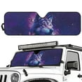 thumbnail image 2 of Uorisanigo Windshield Sun Shade, Shade Heat Shield, 52.95 in *16.14 in, Compatible with Jeep Wrangler TJ JK JKU JL JLU Purple Galaxy Wolf Sun Visor Shield Block UV Keep Interior Cool, 2 of 7