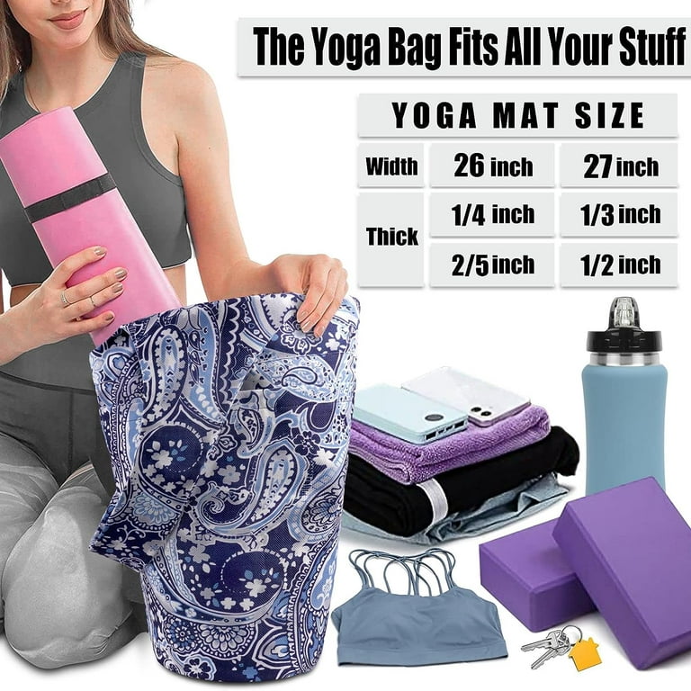 Yoga Mat Bags and Carriers Fits All Your Stuff,Yoga Mat with Bag With Large  Side Pocket & Zipper Pocket,Yoga Gifts for Women and Yoga Lover