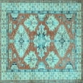 thumbnail image 1 of Ahgly Company Indoor Square Geometric Light Blue Traditional Area Rugs, 8' Square, 1 of 4
