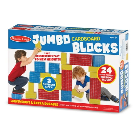 Melissa & Doug Extra-Thick Cardboard Building Blocks - 24 Blocks in 3 Sizes - FSC Certified